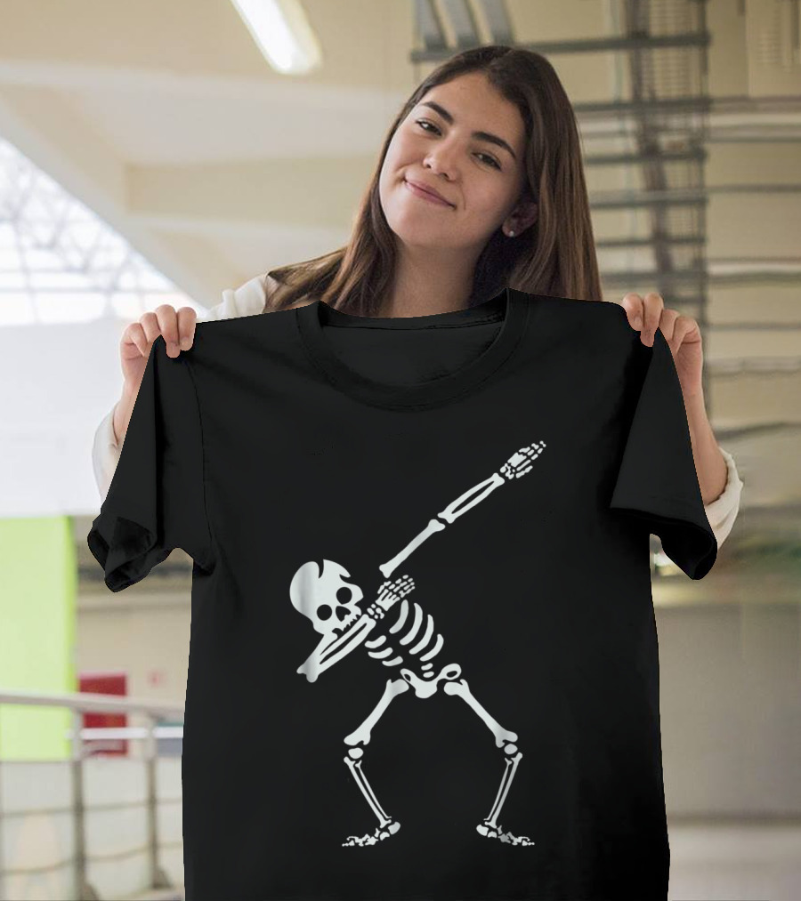Funny Dabbing Skeleton Halloween Skull Dab Iconic Skeleton Action T-Shirt