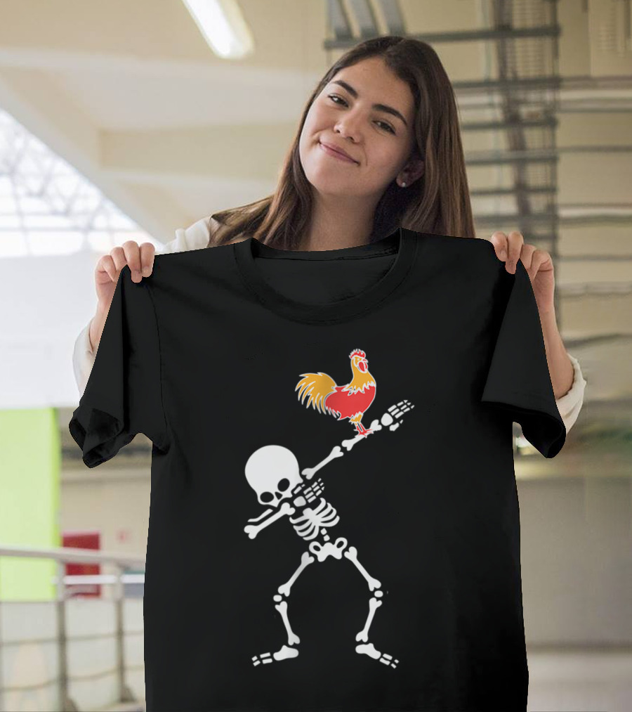 Halloween Skeleton Dabbing with Chicken T-Shirt