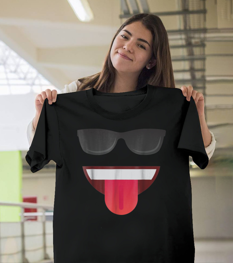 Halloween Emojis Costume Emoticon Smile Cool Tongue Out Glasses T-Shirt