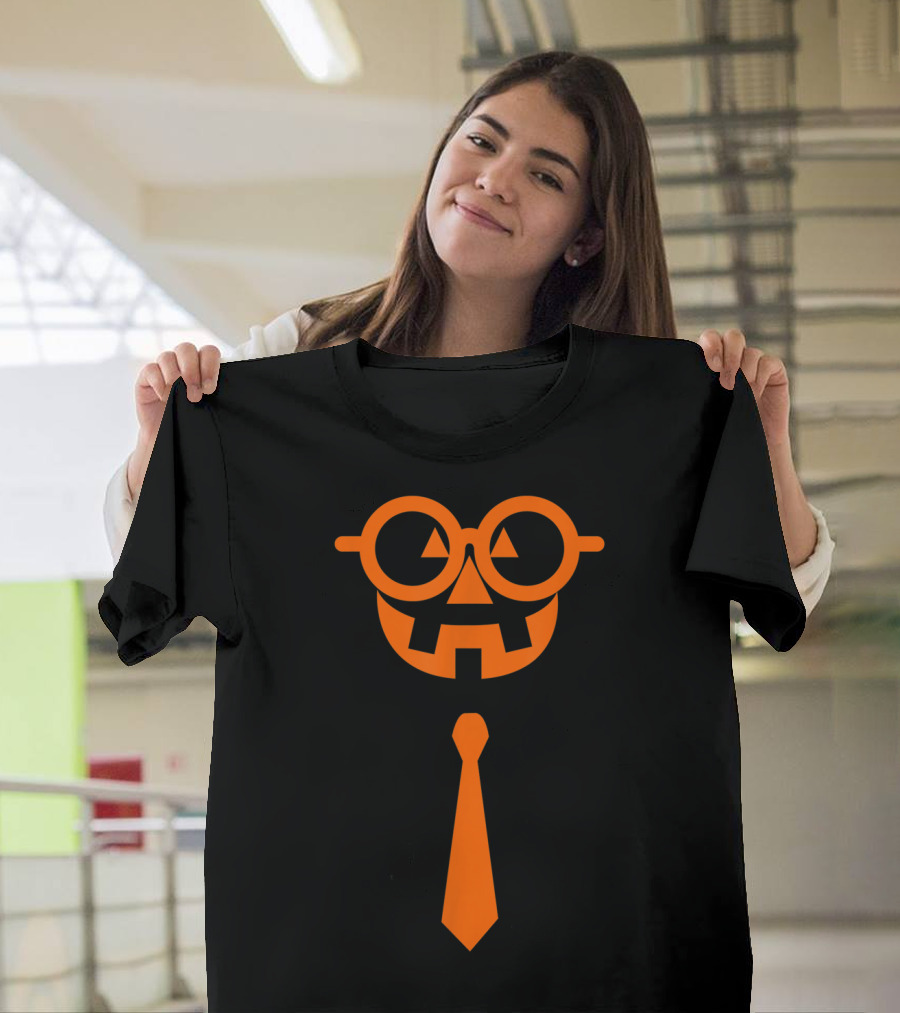 Halloween Pumpkin Nerd Tie Math Teacher T-Shirt