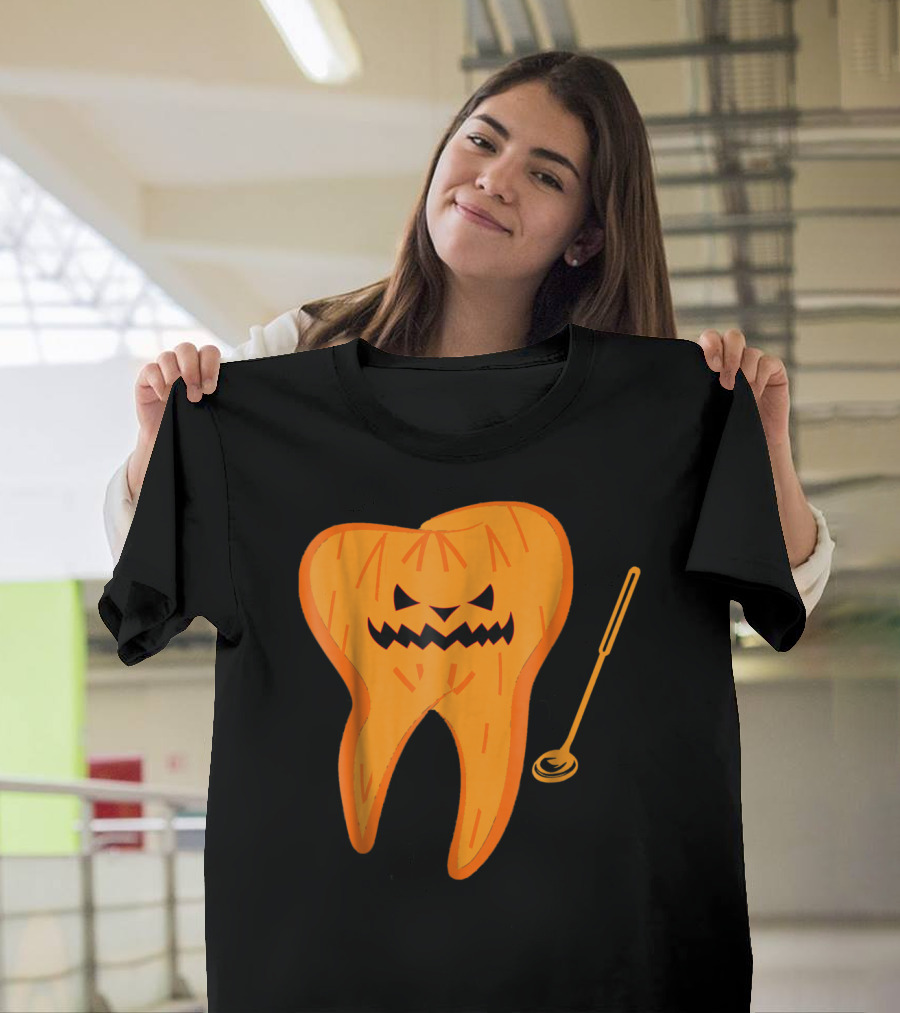 Halloween Spooky Dentist Scary Dental Jack-O'-Lantern Tooth T-Shirt