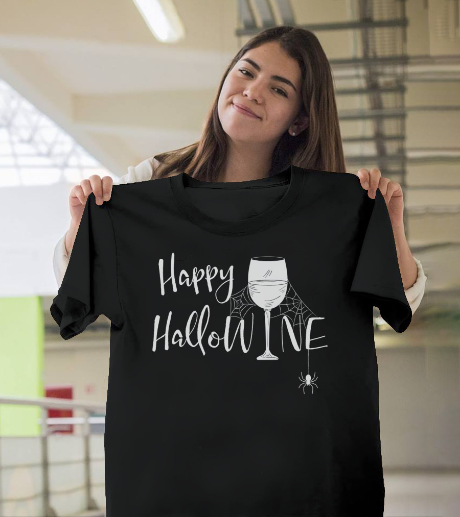 Happy Hallowine Halloween Wine Drinker BFF Squad T-Shirt