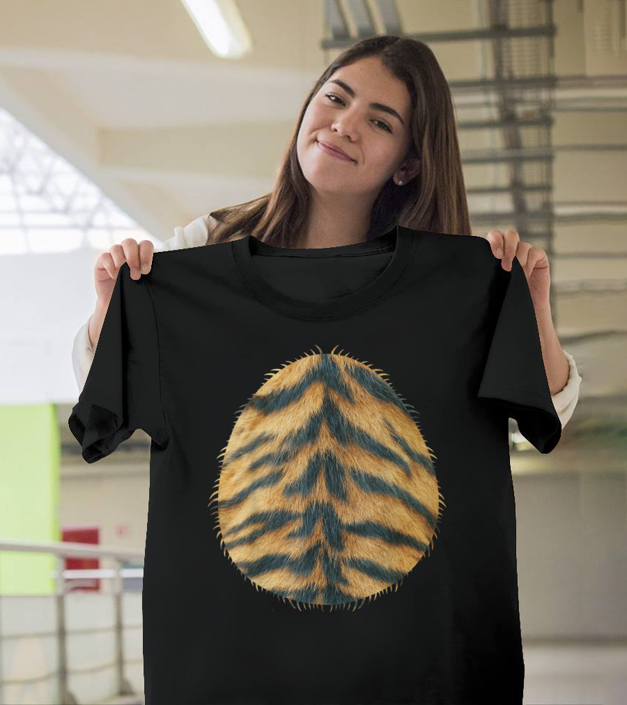 Halloween Easy Tiger Costume Fur Pattern Belly T-Shirt