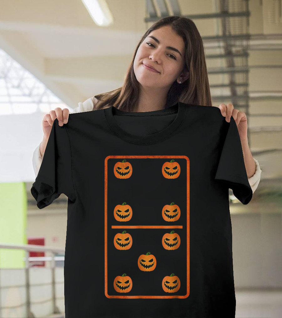 Halloween Pumpkin Domino Eight Nightmare Faces T-Shirt