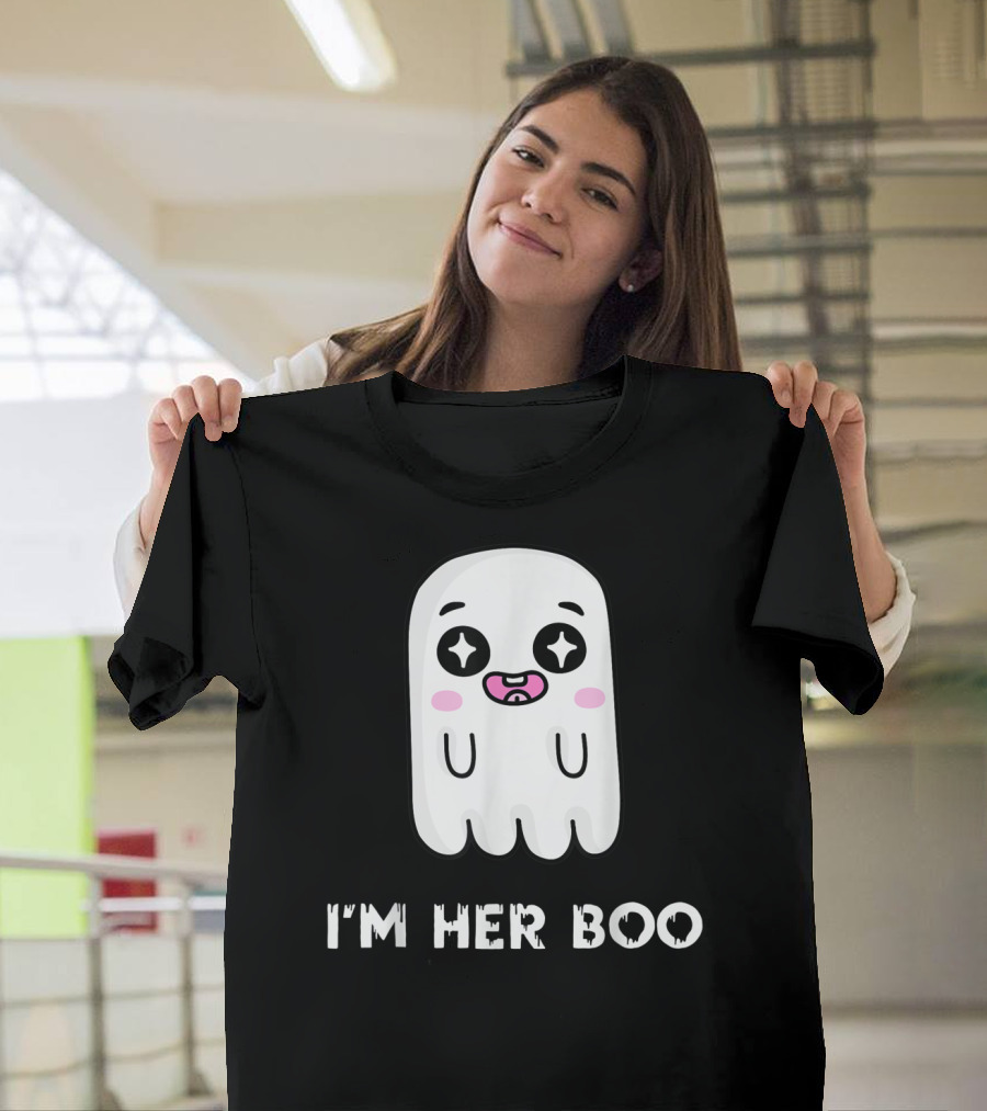 I'm Her Boo Adorable Smiling Ghost with Stars Eyes T-Shirt