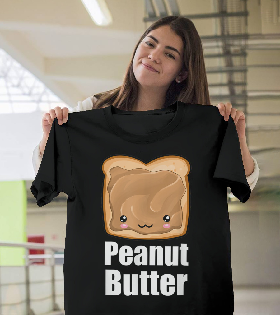 Kawaii Peanut Butter Toast Cute Face T-Shirt
