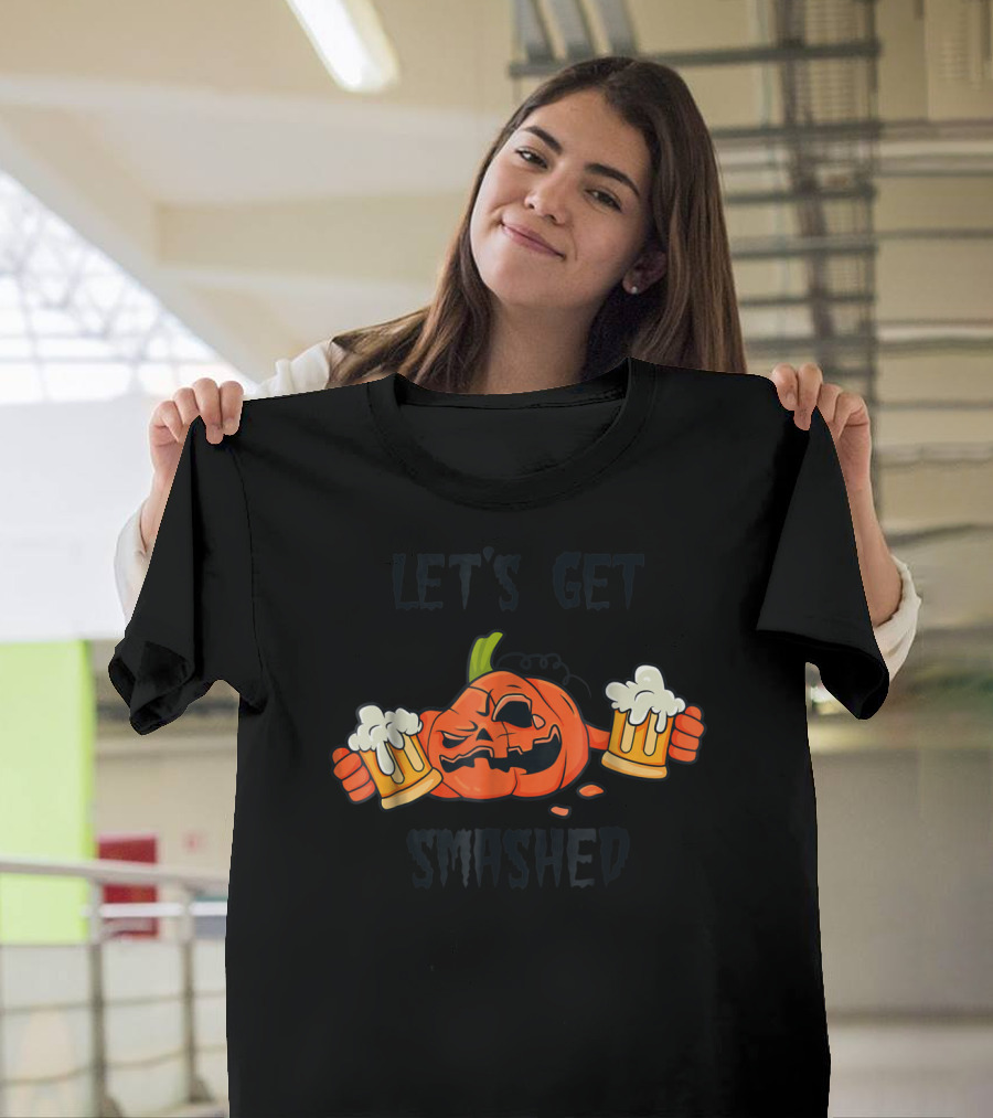 Let's Get Smashed Pumpkin Halloween Beer Mug Cheers T-Shirt