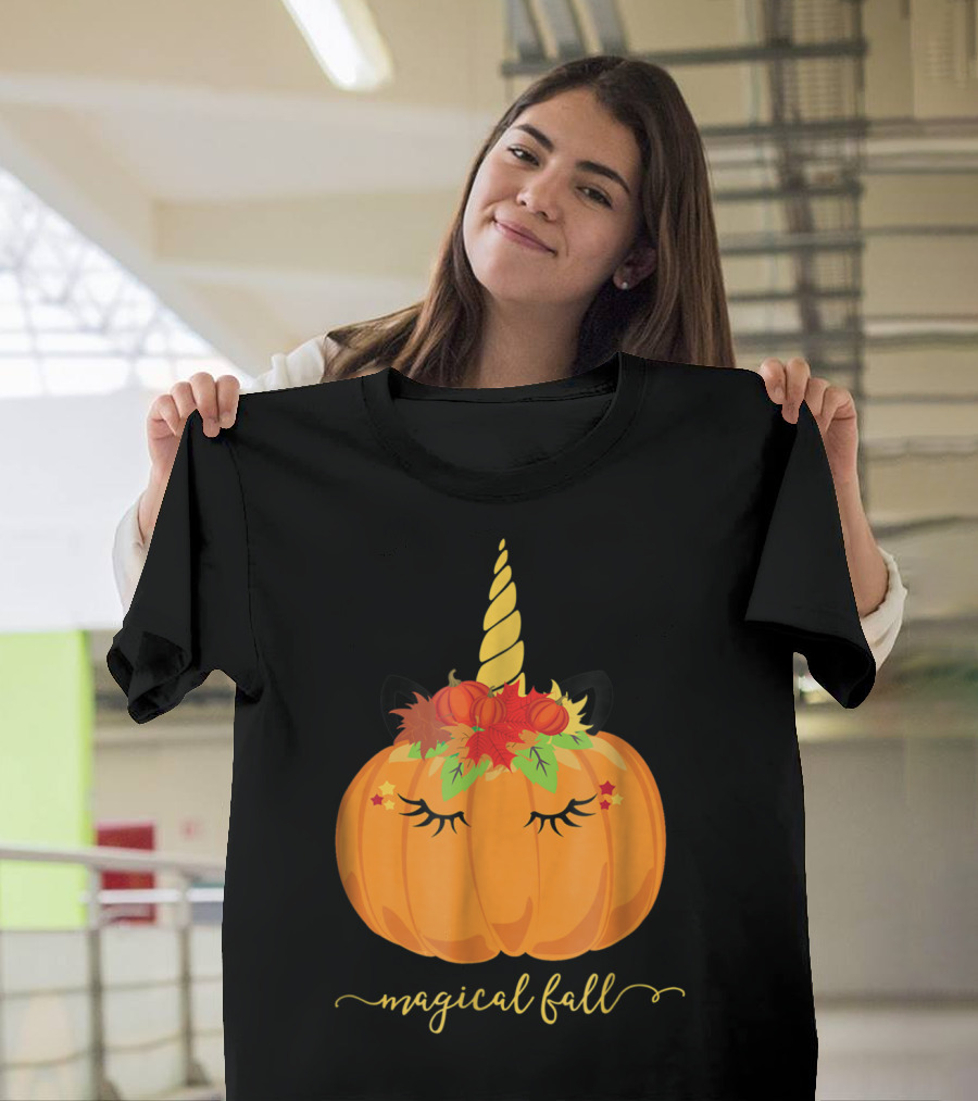 Magical Fall Pumpkin Unicorn T-Shirt