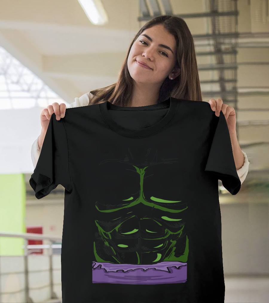 Marvel Incredible Hulk Muscular Green Torso with Purple Ripped Pants T-Shirt