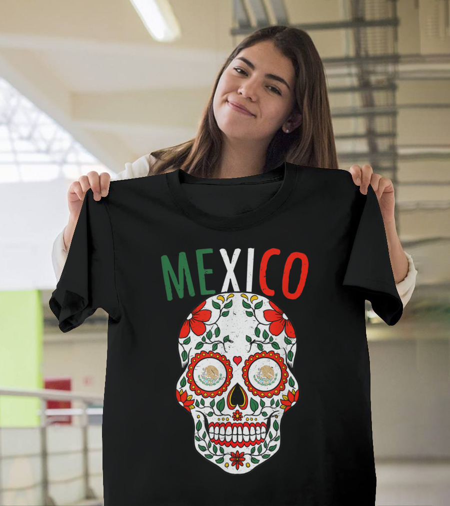 Mexico Sugar Skull Cinco De Mayo Holiday T-Shirt