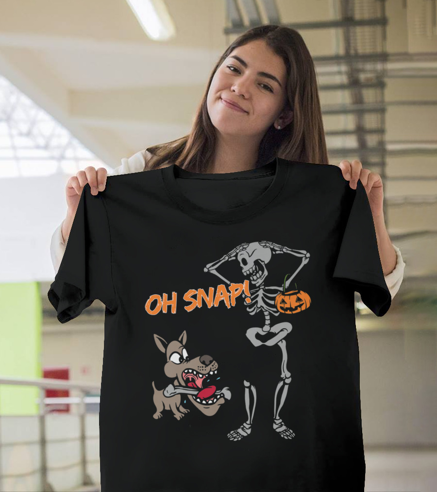 Oh Snap Dog Bone Skeleton Pumpkin Dog T-Shirt