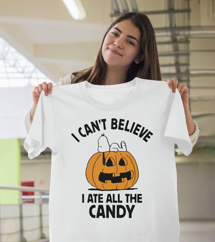 Peanuts Halloween Snoopy I Can't Believe I Ate All The Candy Pumpkin T-Shirt