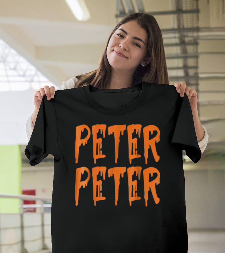 Peter Peter Pumpkin Eater Dripping Orange Text T-Shirt