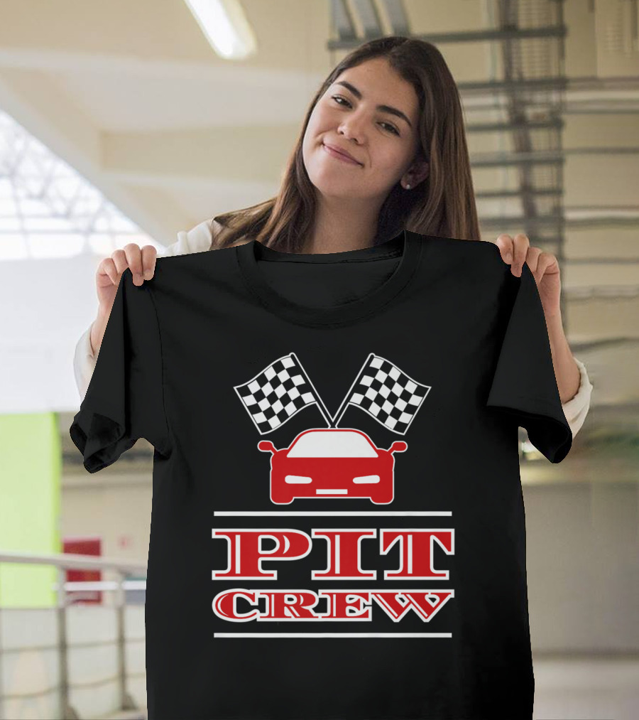 Pit Crew Car Racing Checkered Flag T-Shirt