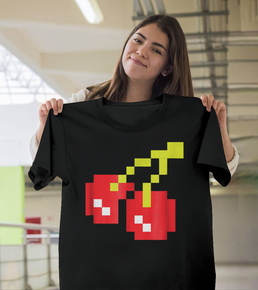 Pixel Cherries Retro 80s Video Game T-Shirt