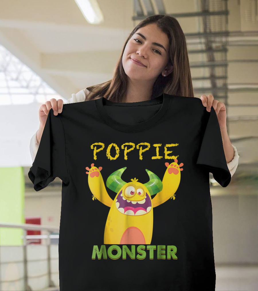 Poppie Monster Scare Up Some Fun with Yellow Horned Creature T-Shirt