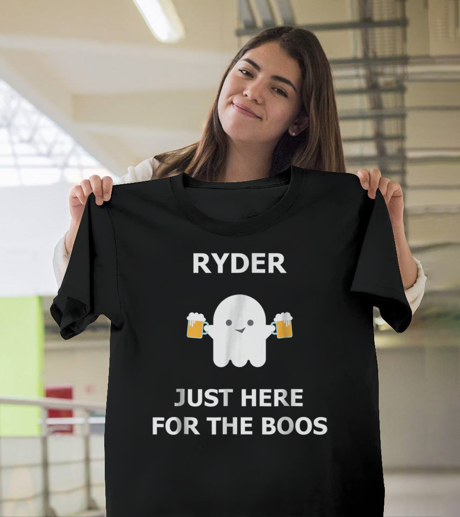 Ryder Just Here For The Boos Halloween Ghost Holding Beer Mugs T-Shirt