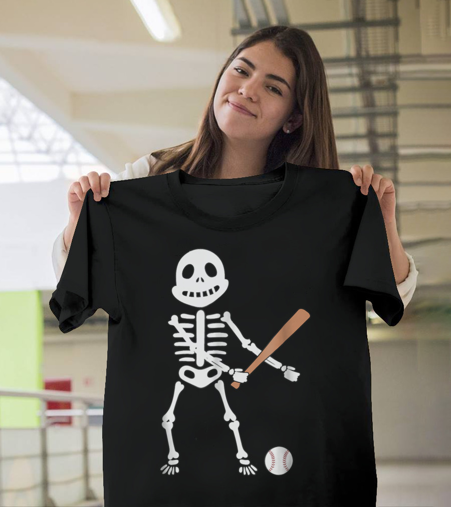 Skeleton Flossing Baseball Bat Dance T-Shirt