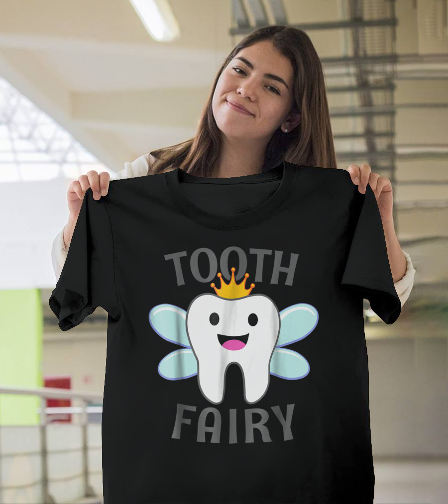 Tooth Fairy Costume with Crowned Tooth and Wings T-Shirt