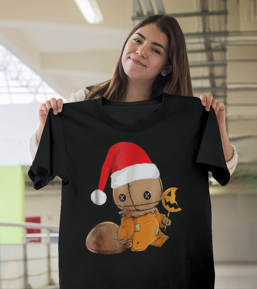Trick 'R Treat Cute Halloween Sam with Santa Hat and Halloween Lollipop T-Shirt