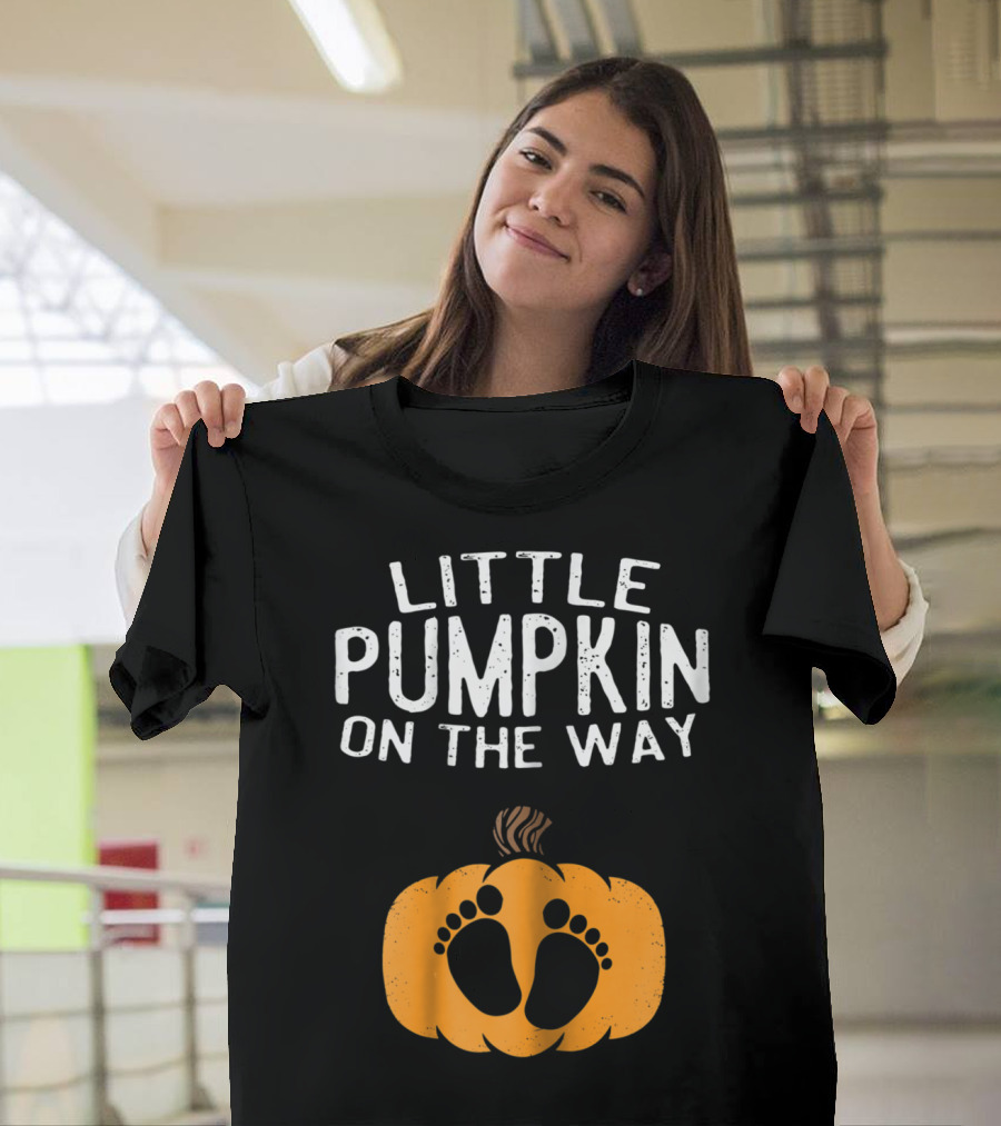 Little Pumpkin on the Way Baby Feet Pumpkin T-Shirt