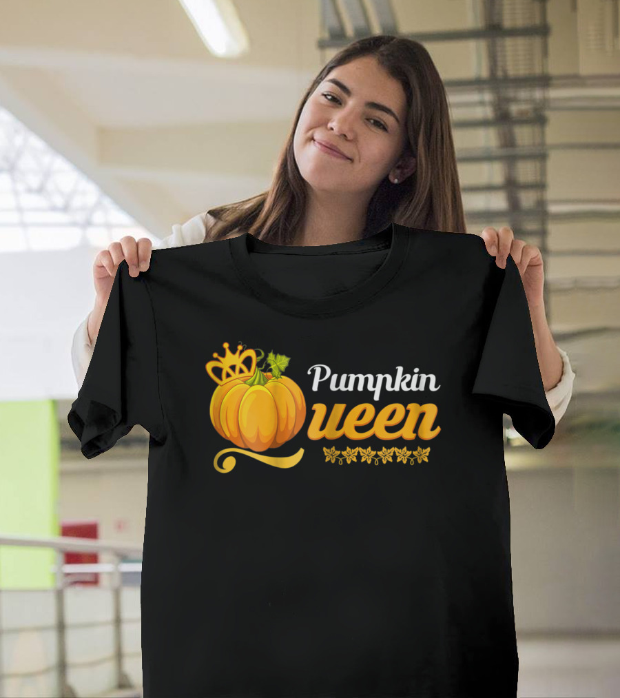 Pumpkin Queen Cute Pumpkin Spice Fall Crown Leaves T-Shirt