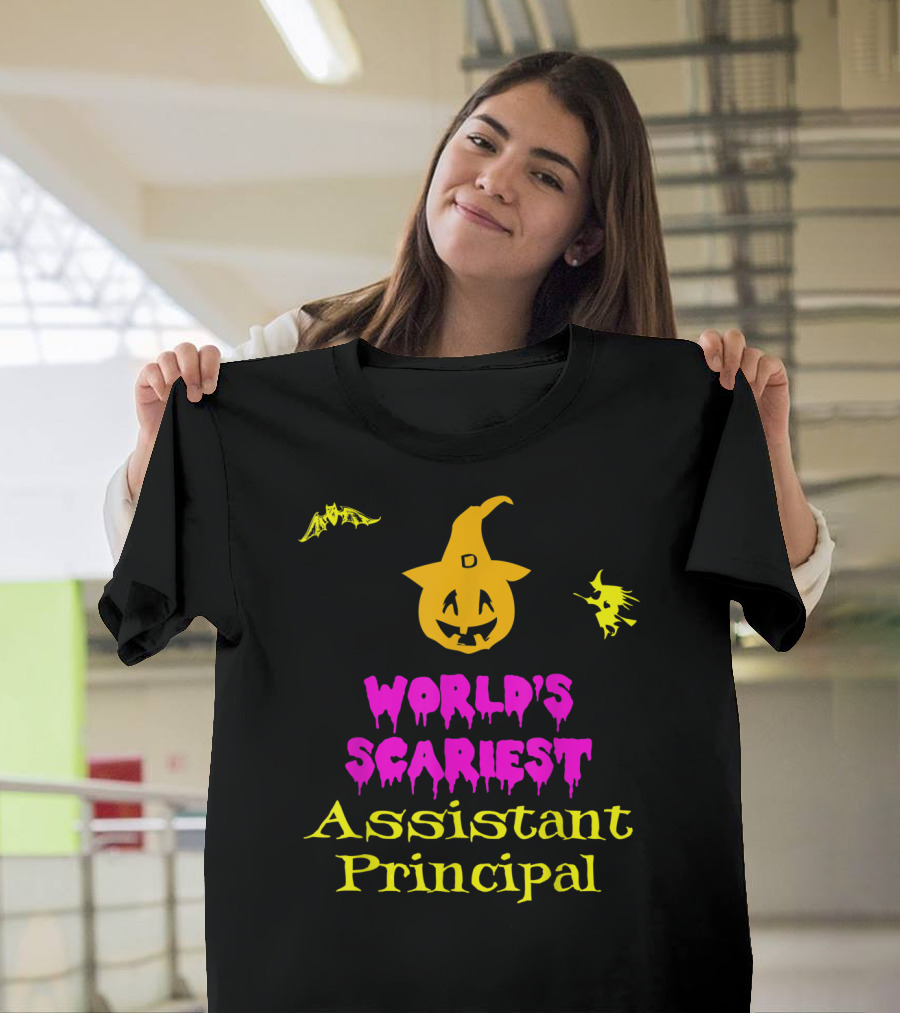 World's Scariest Assistant Principal Pumpkin Bat Witch T-Shirt