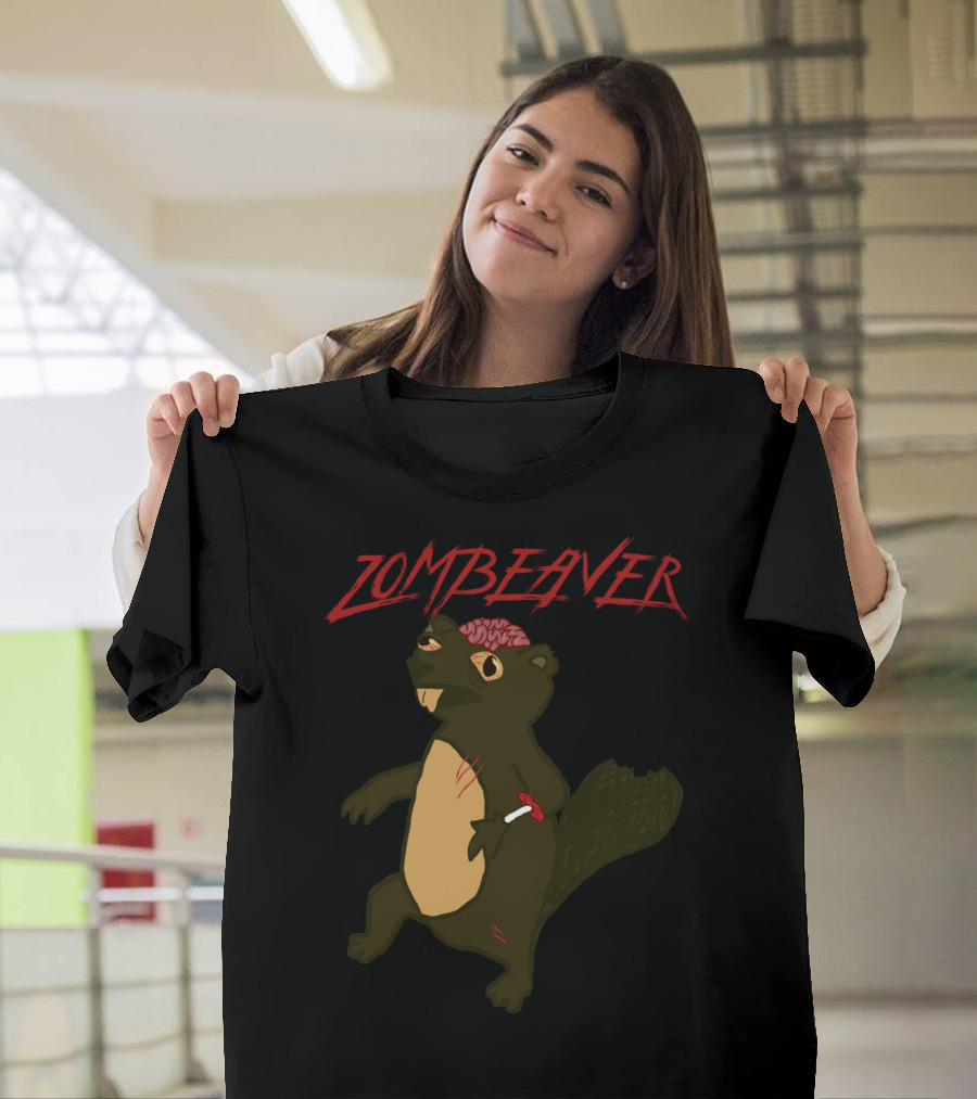 Zombified Beaver with Exposed Brain and Bandaged Limb Zombeaver T-Shirt