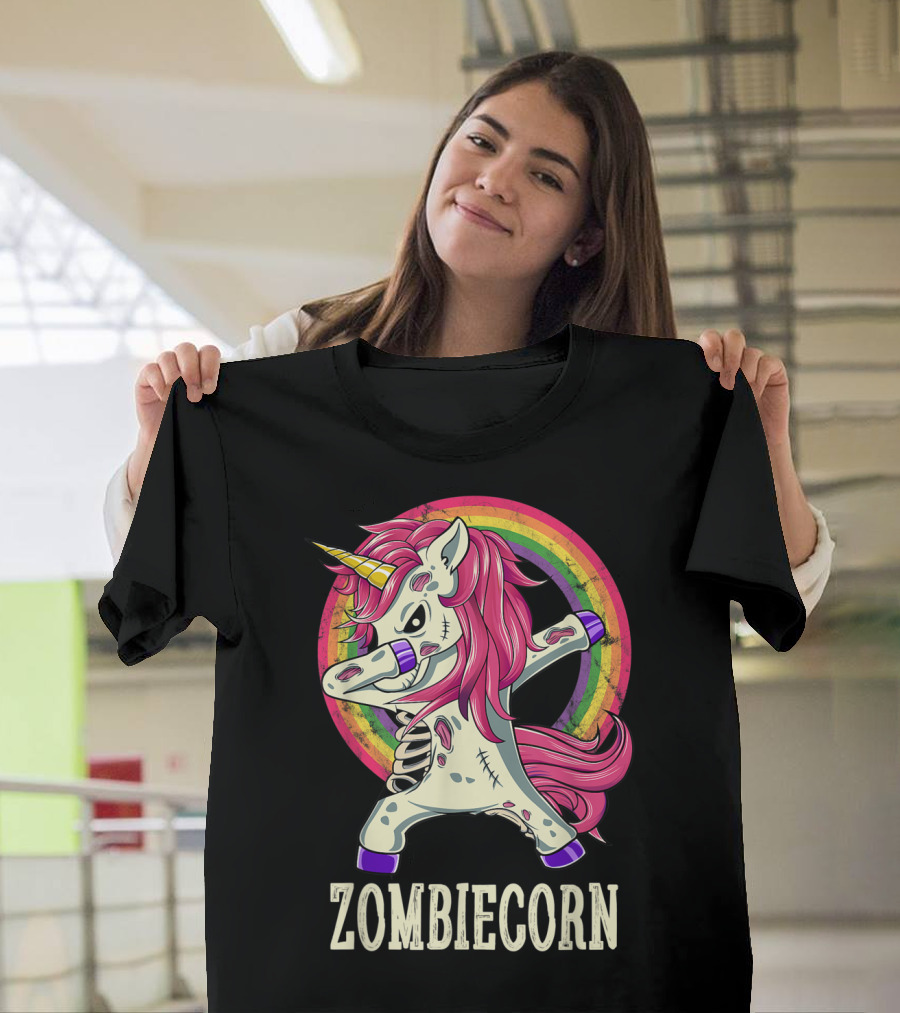 Zombiecorn Dab Dance with Rainbow Zombie Unicorn T-Shirt