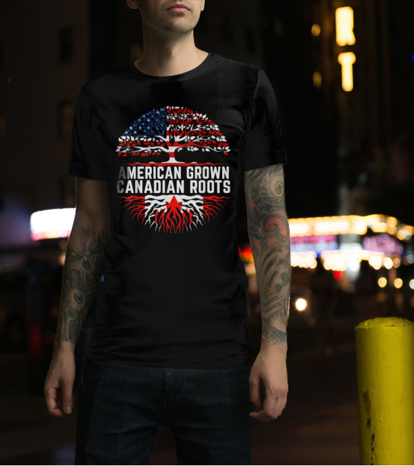 American Grown Canadian Roots USA Canada Symbols T-Shirt