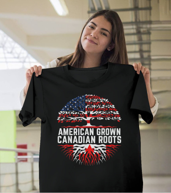 American Grown Canadian Roots USA Canada Symbols T-Shirt