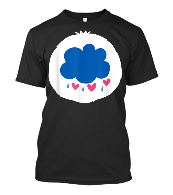 Bear Costume Funny Grumpy For Bear Blue Cloud With Hearts And Raindrops T-Shirt