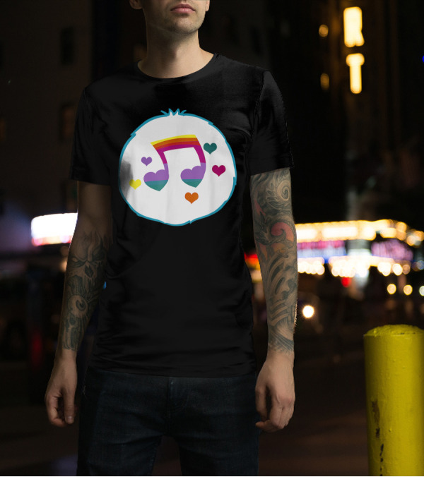 Bear Costume Funny Hopeful Heart Rainbow Musical Note T-Shirt