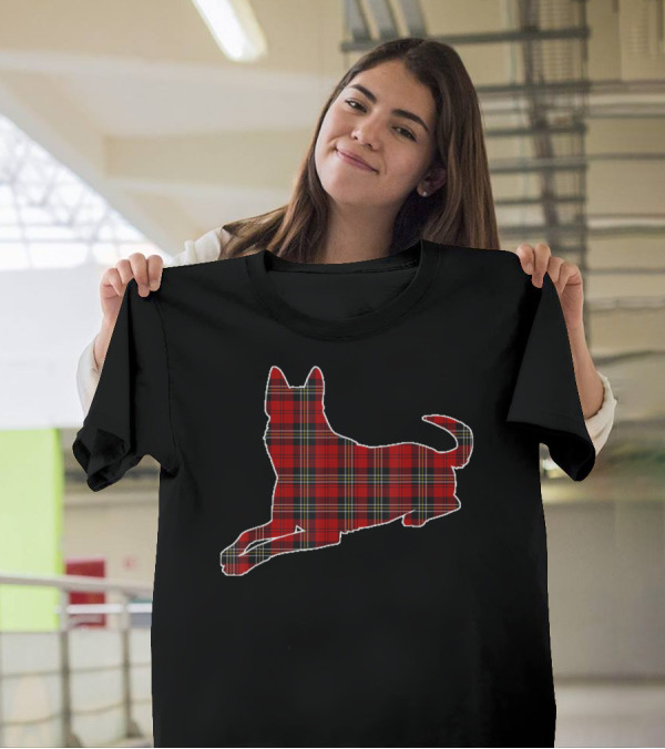 Belgian Malinois Christmas Dog With Buffalo Plaid T-Shirt