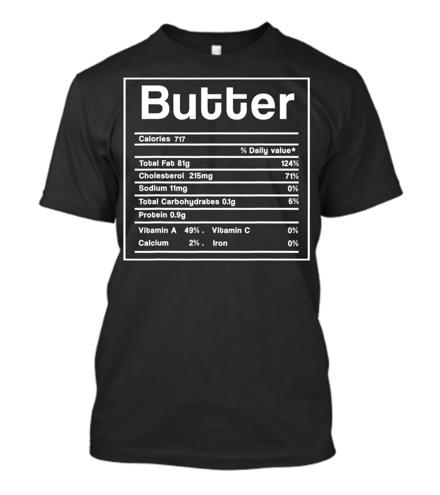Butter Calories Cholesterol Total Carbohydrates Protein Vitamin A Calcium T-Shirt