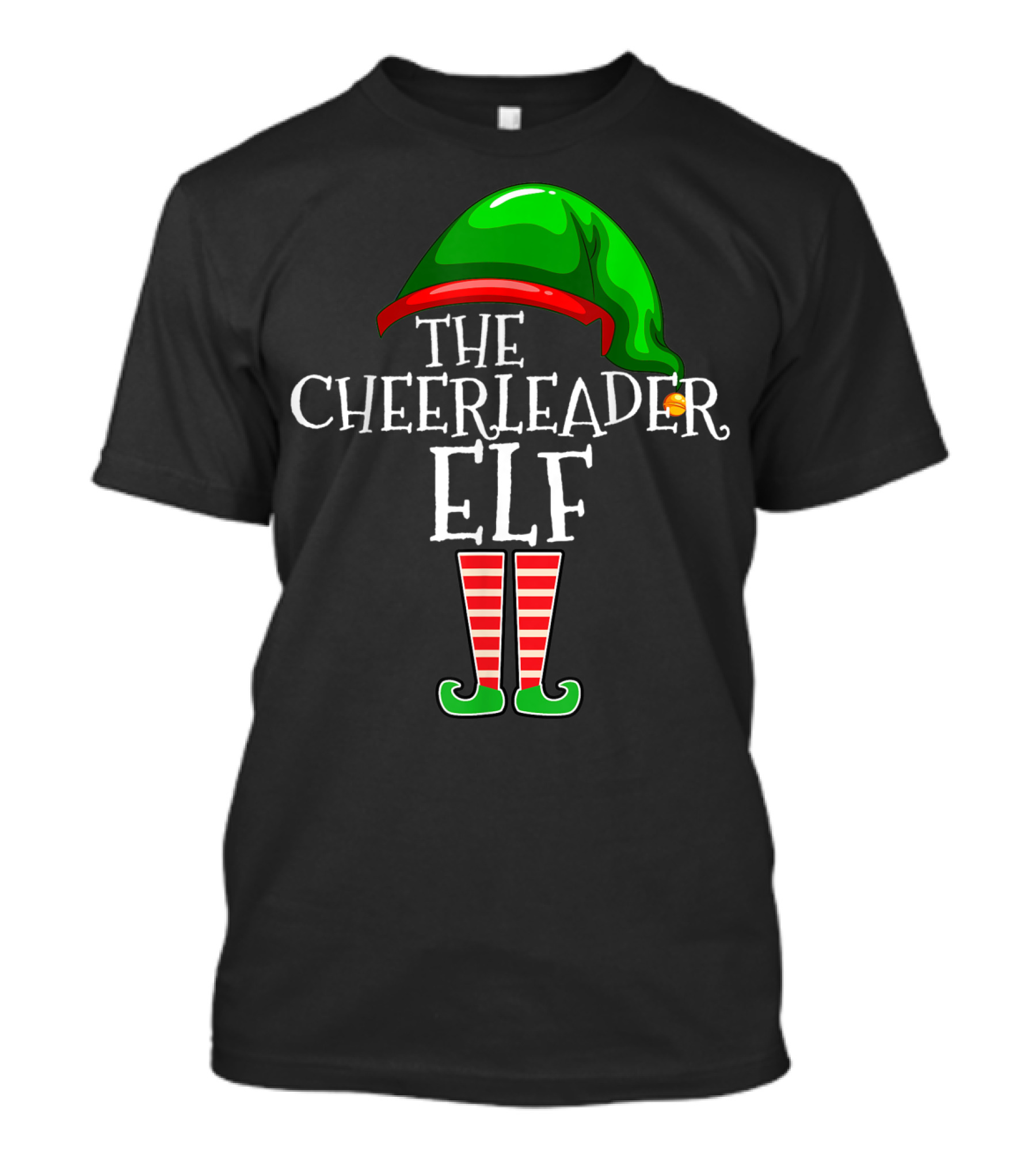 The Cheerleader Elf Green Hat Red Stripe Socks T-Shirt