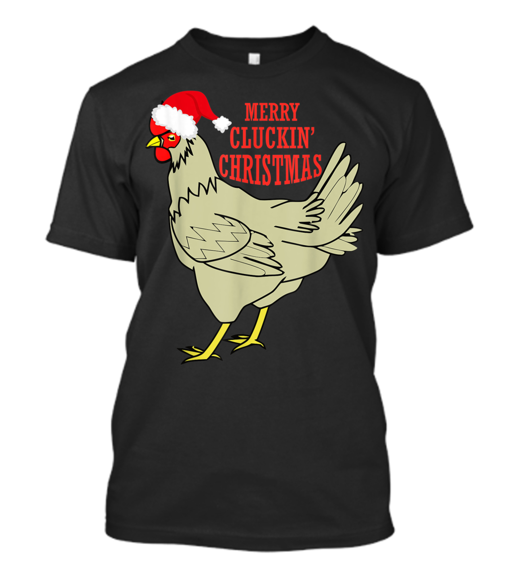 Merry Cluckin' Christmas Chicken Santa Hat T-Shirt