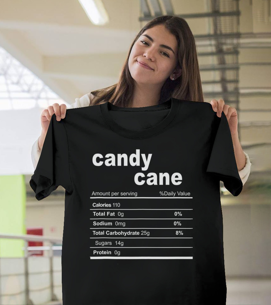 Christmas Candy Cane Nutrition Facts Funny Christmas Food T-Shirt