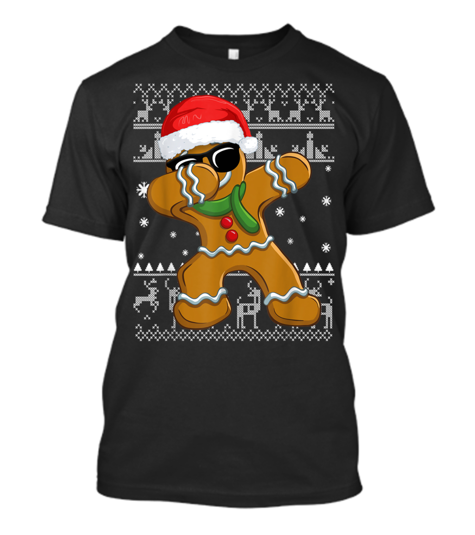 Cool Gingerbread Dabbing Ugly Christmas T-Shirt