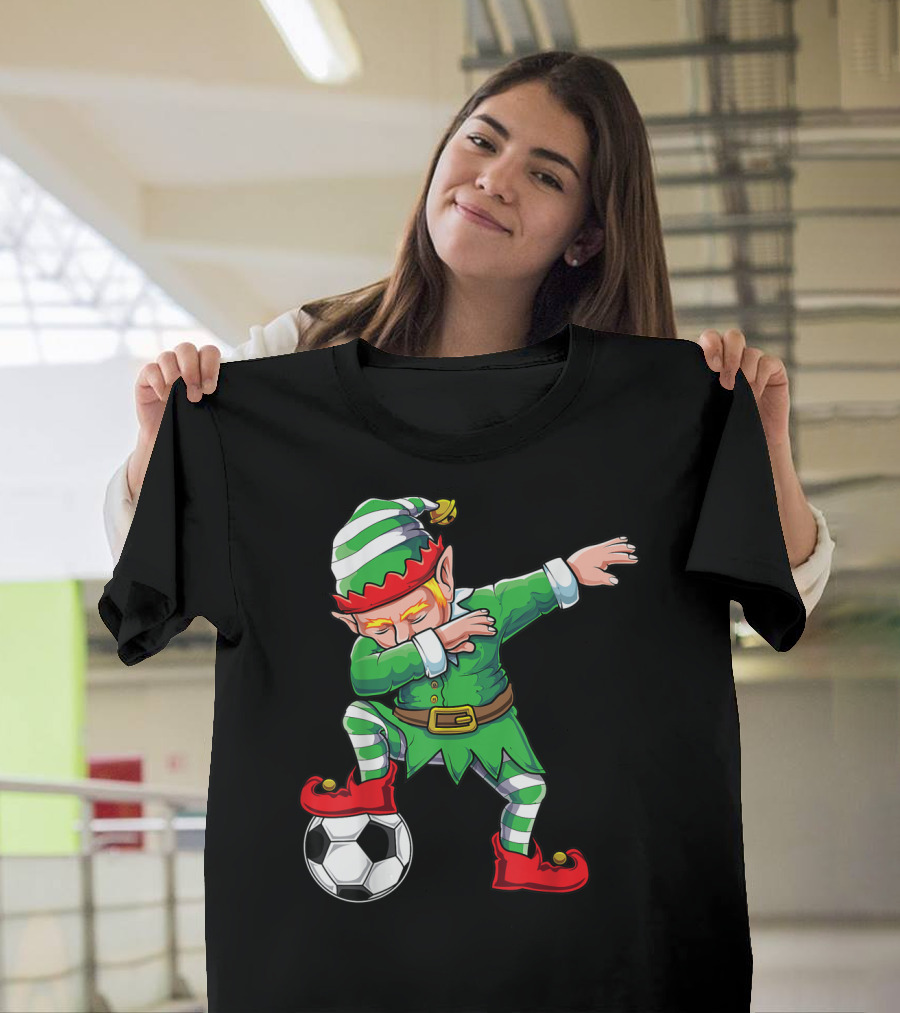 Dabbing Santa Elf Soccer Football Boys Dab T-Shirt