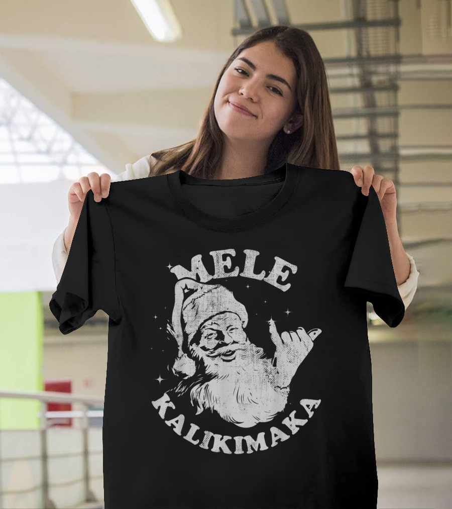 Mele Kalikimaka Santa Shaka Retro Christmas T-Shirt