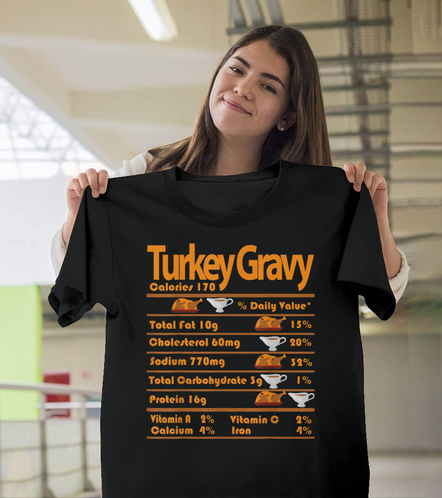 Turkey Gravy Calories 170 Nutrition Facts Chart T-Shirt