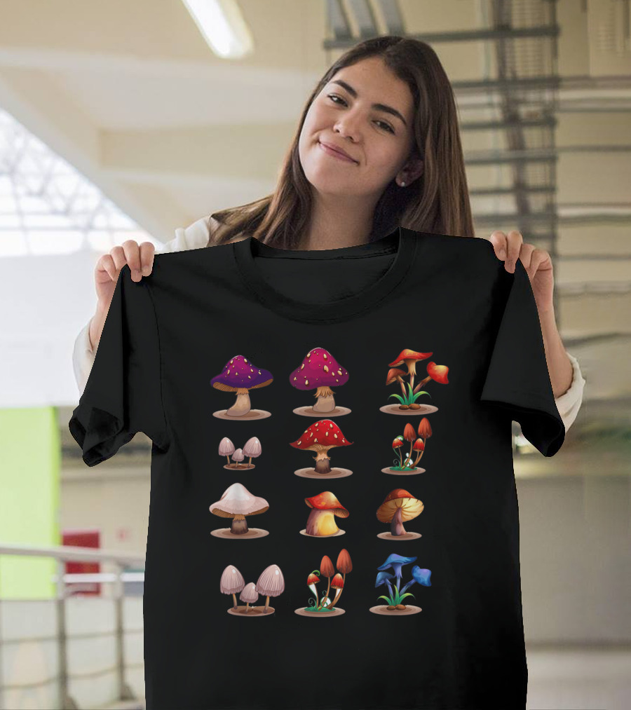 Wild Mushroom Mycology Fungiphile Fungi Variety Collection T-Shirt