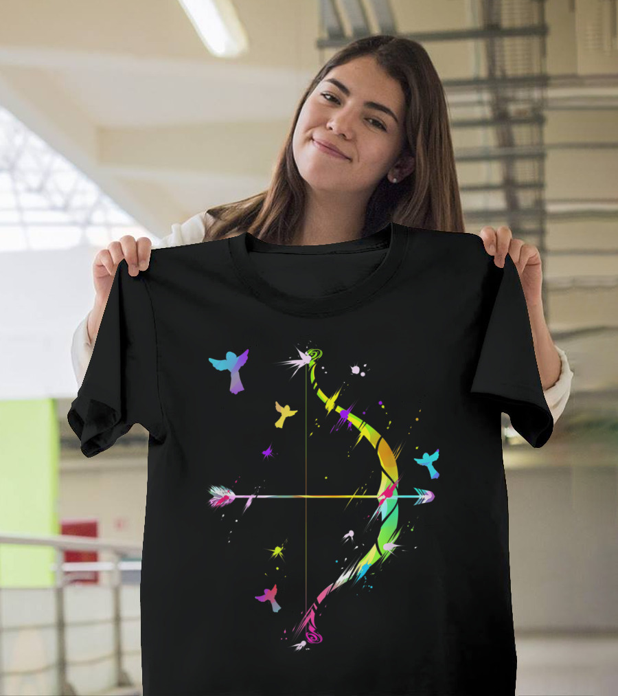 Archery Birds Colorful Bow and Arrow with Flying Birds T-Shirt