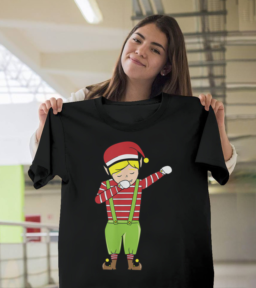 Funny Christmas Elf Dabbing Santa's Holiday Spirit T-Shirt