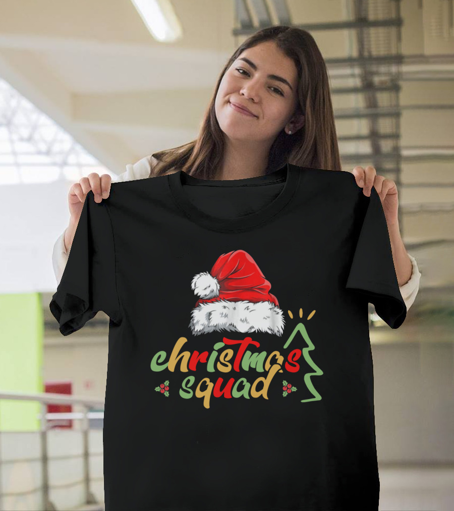 Christmas Squad Cute Santa Claus Hat Tree T-Shirt