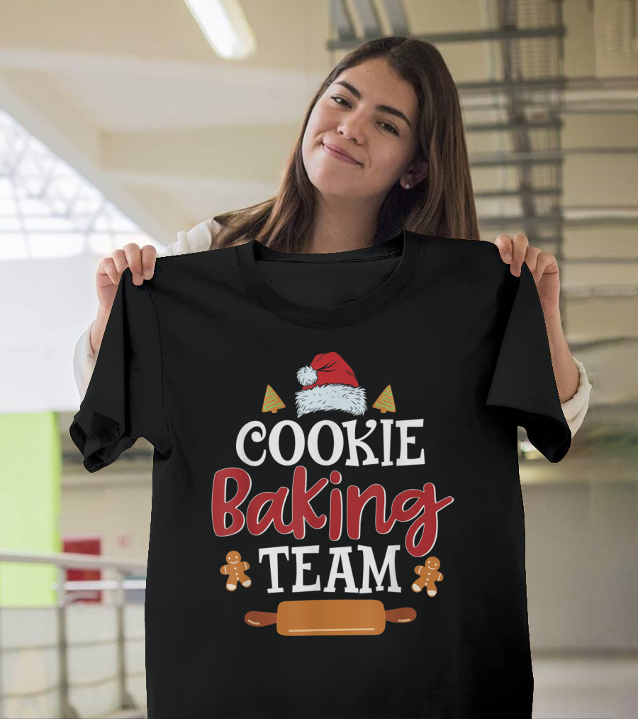 Cookie Baking Team with Santa Hat and Gingerbread T-Shirt