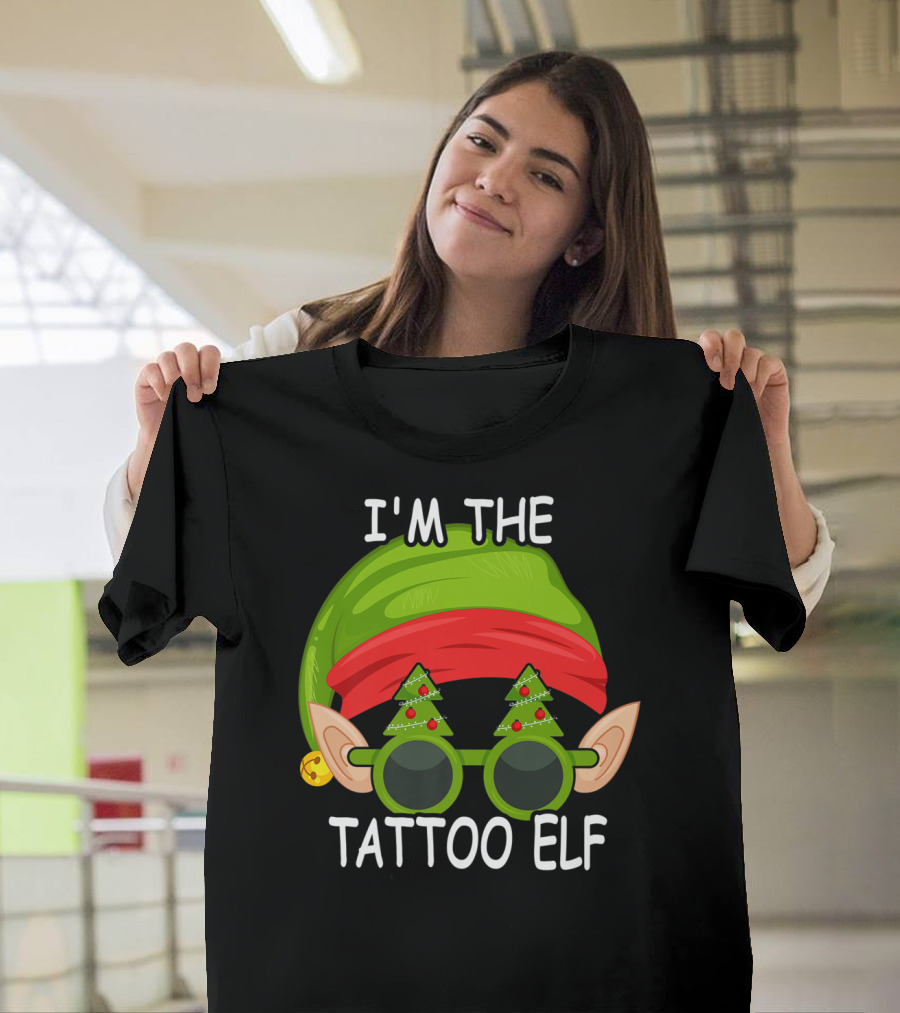 I'm The Tattoo Elf Christmas Hat and Sunglasses T-Shirt