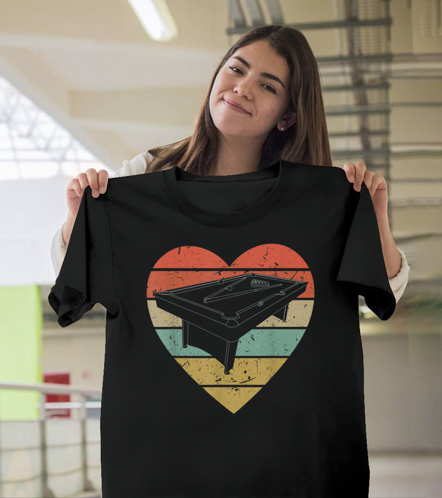 Vintage Pocket Billiards Heart Player Table T-Shirt
