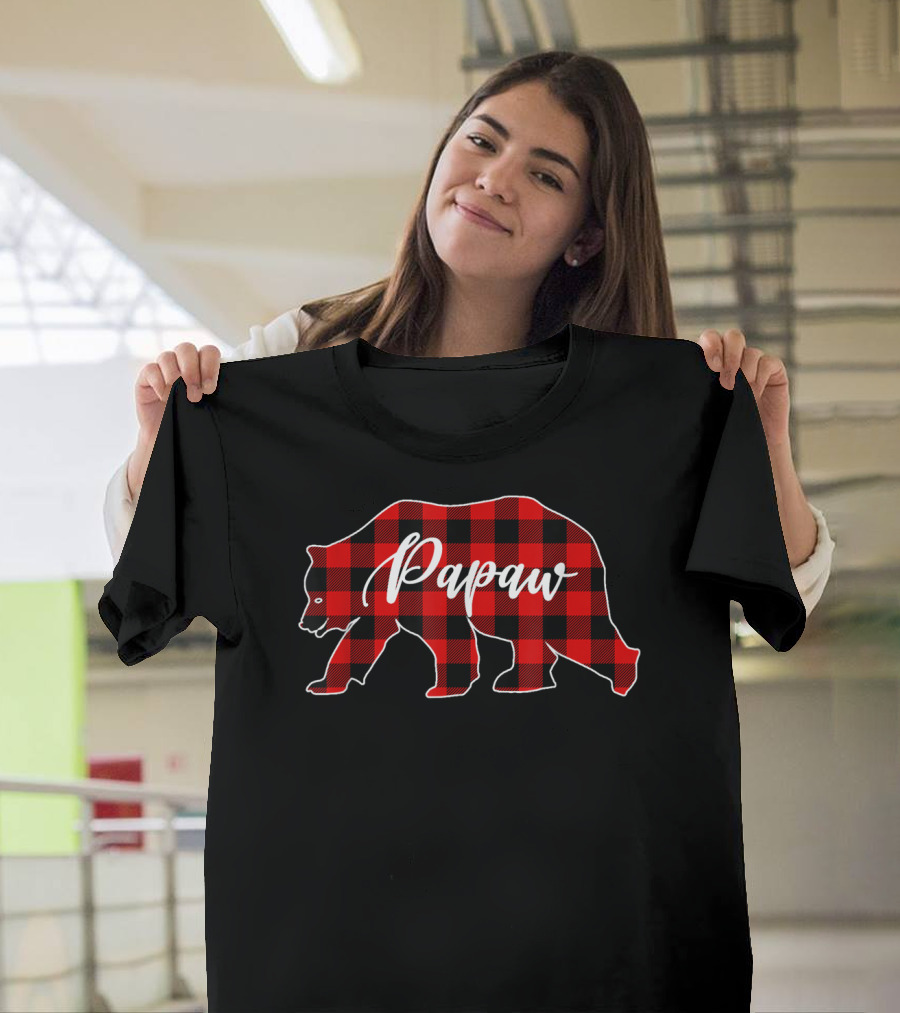 Papaw Red Plaid Buffalo Bear T-Shirt